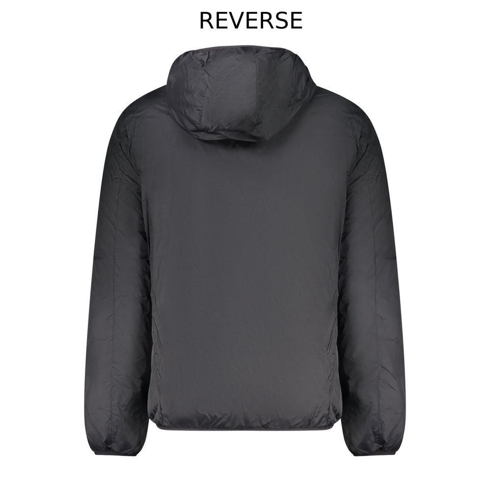 Black Polyester Men's Reversible Jacket - ventzia