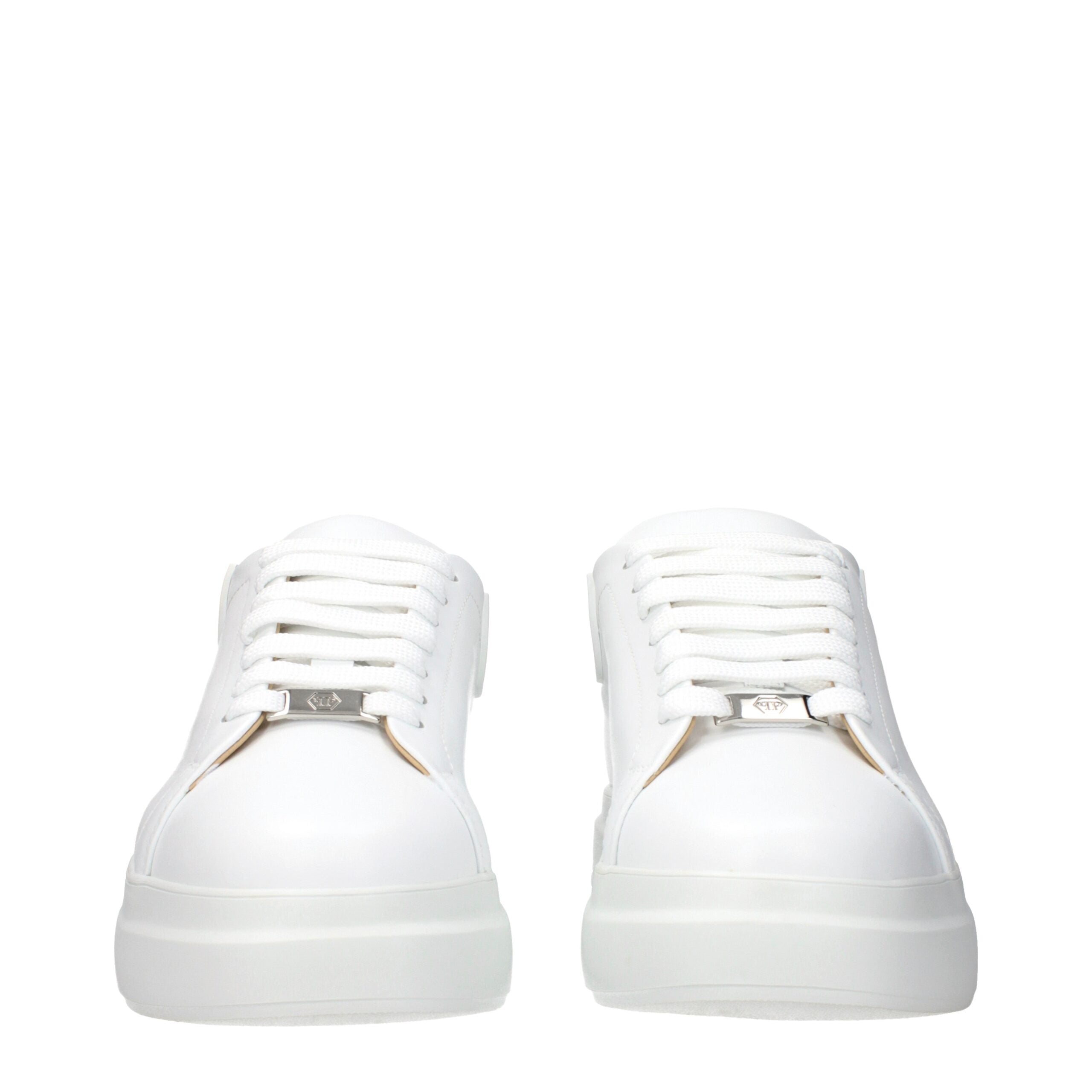White Leather Low Top Sneakers