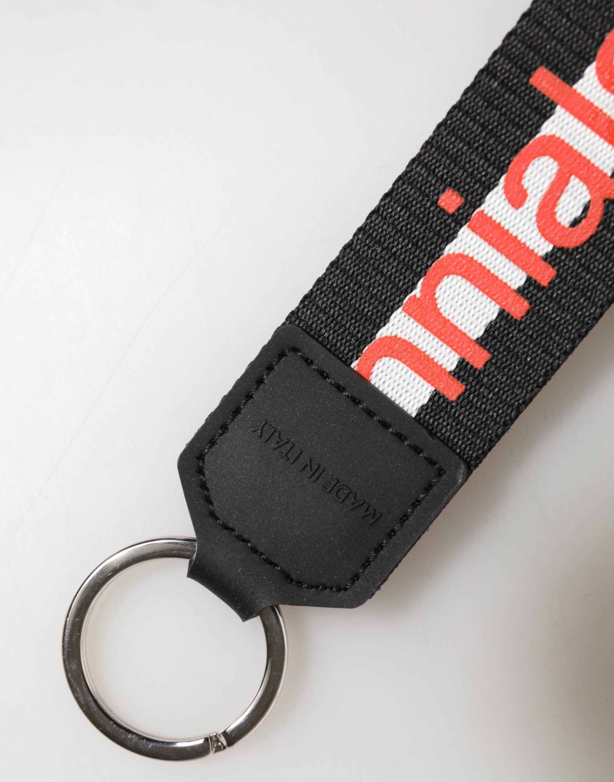 Black Logo Polyester Silver Brass Holder Keychain Keyring