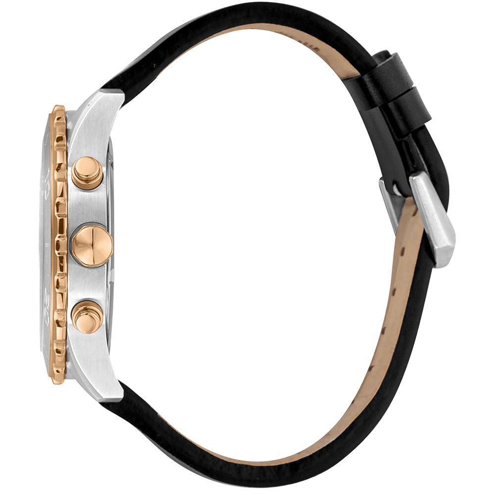 Black Leather Bracelet Watch - ventzia