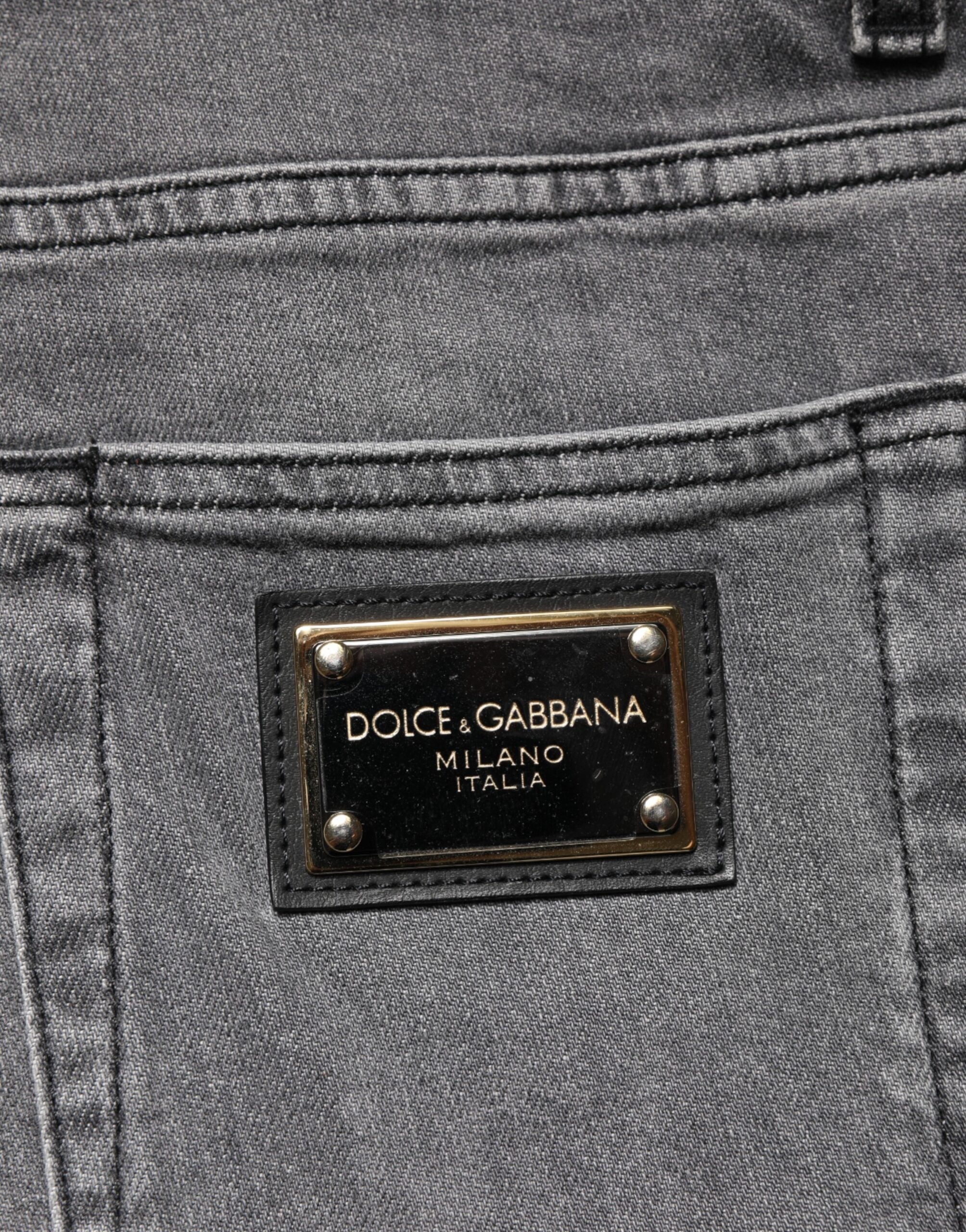 Gray Cotton Mid Waist Skinny Denim Jeans