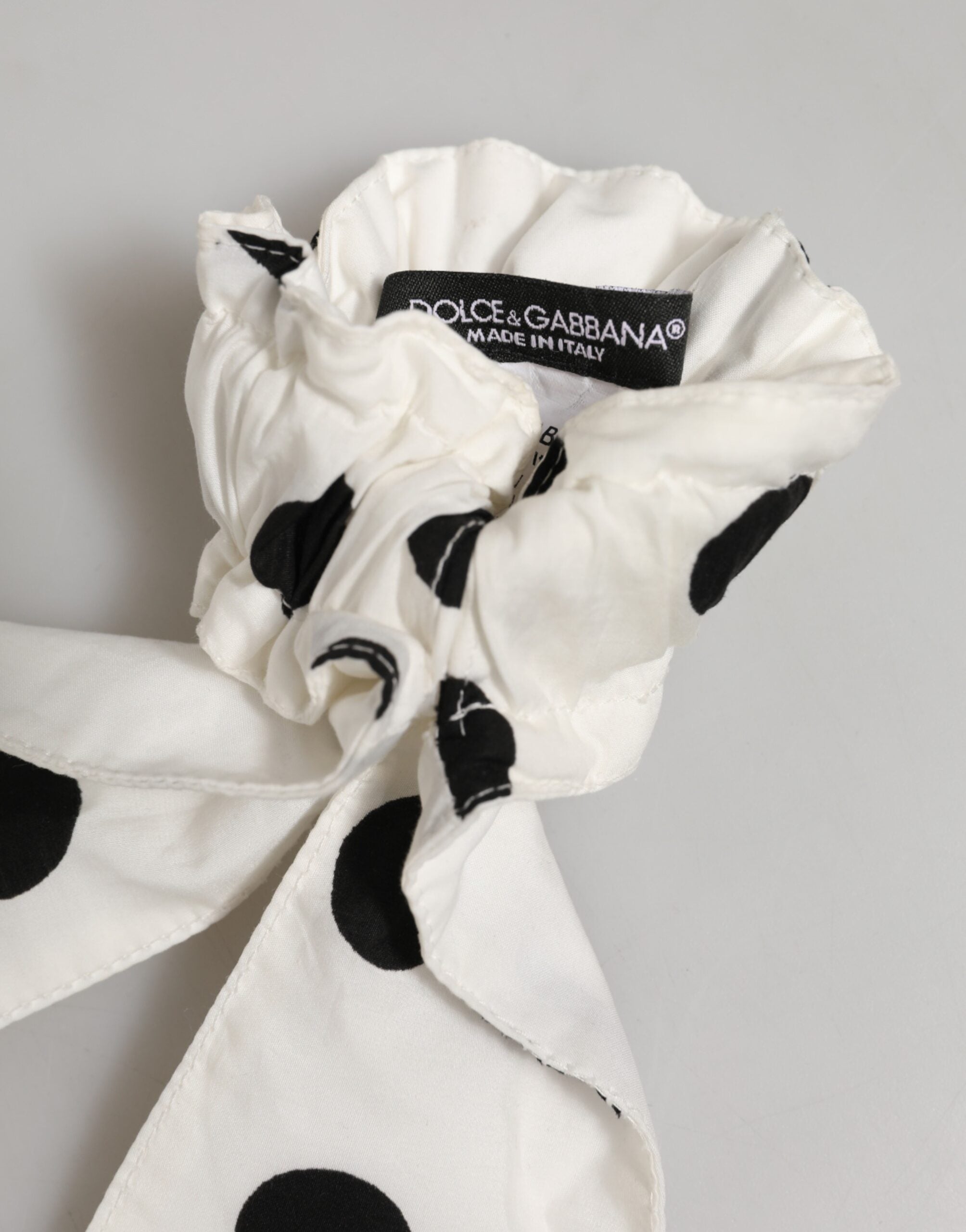 Scrunchie White Cotton Polka Dot Scarf Tie Accessory Hair