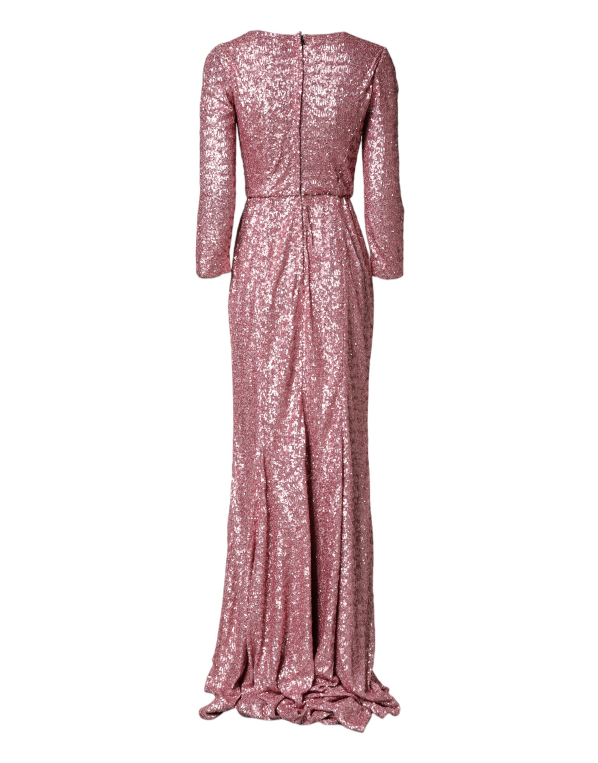 Pink Sequinned Mermaid Long Gown Dress