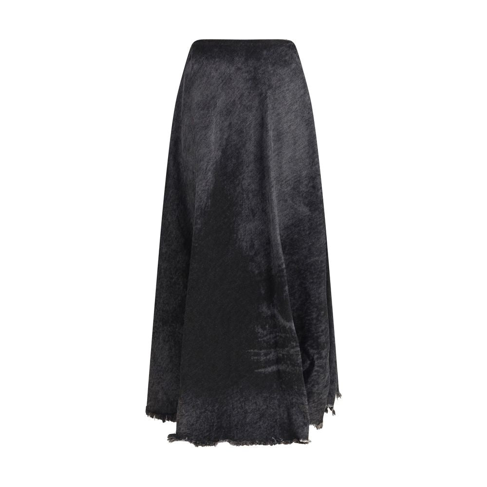 Black Cotton Long Skirt - ventzia