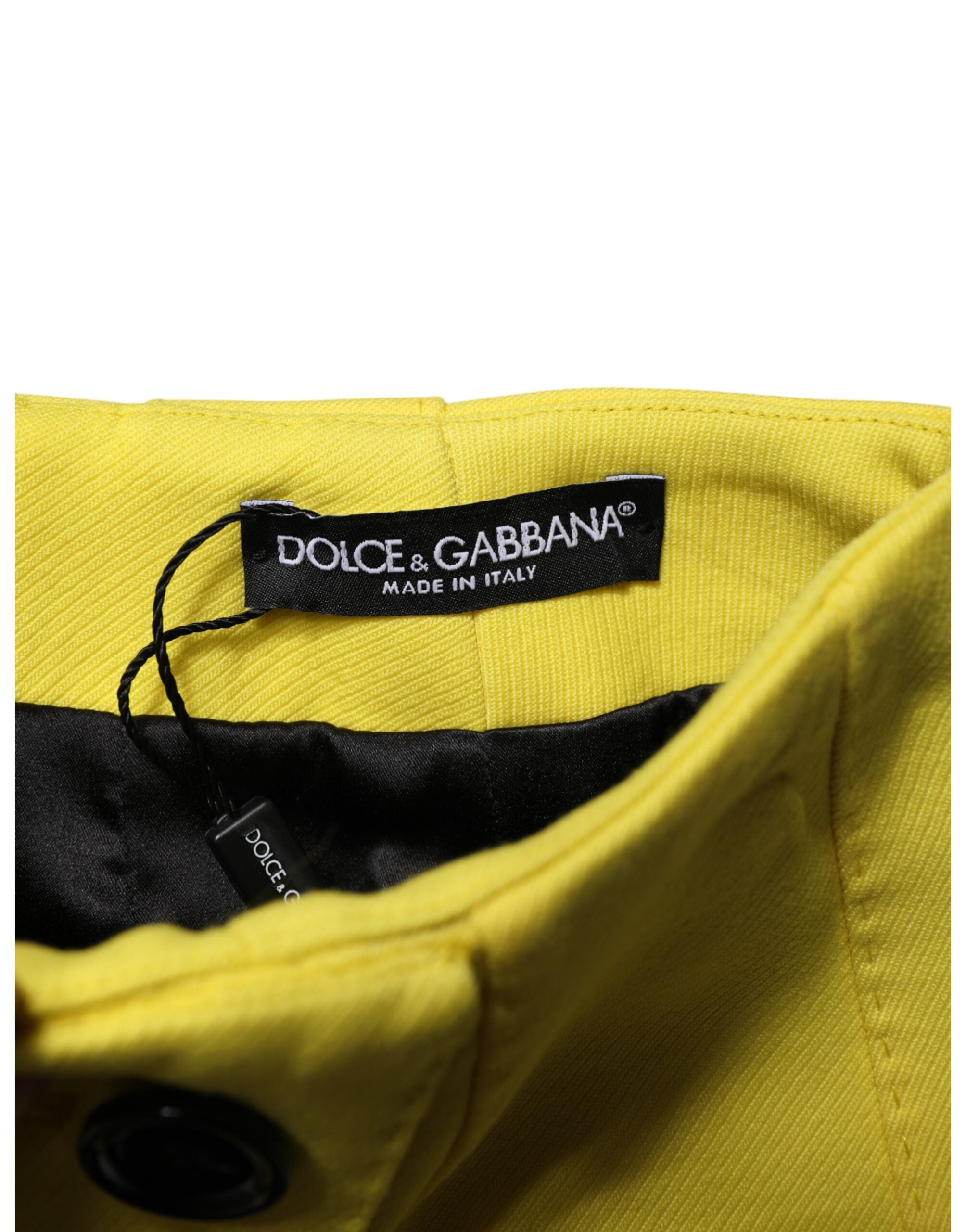 Yellow Wool Buttoned High Waist Mini Skirt - ventzia