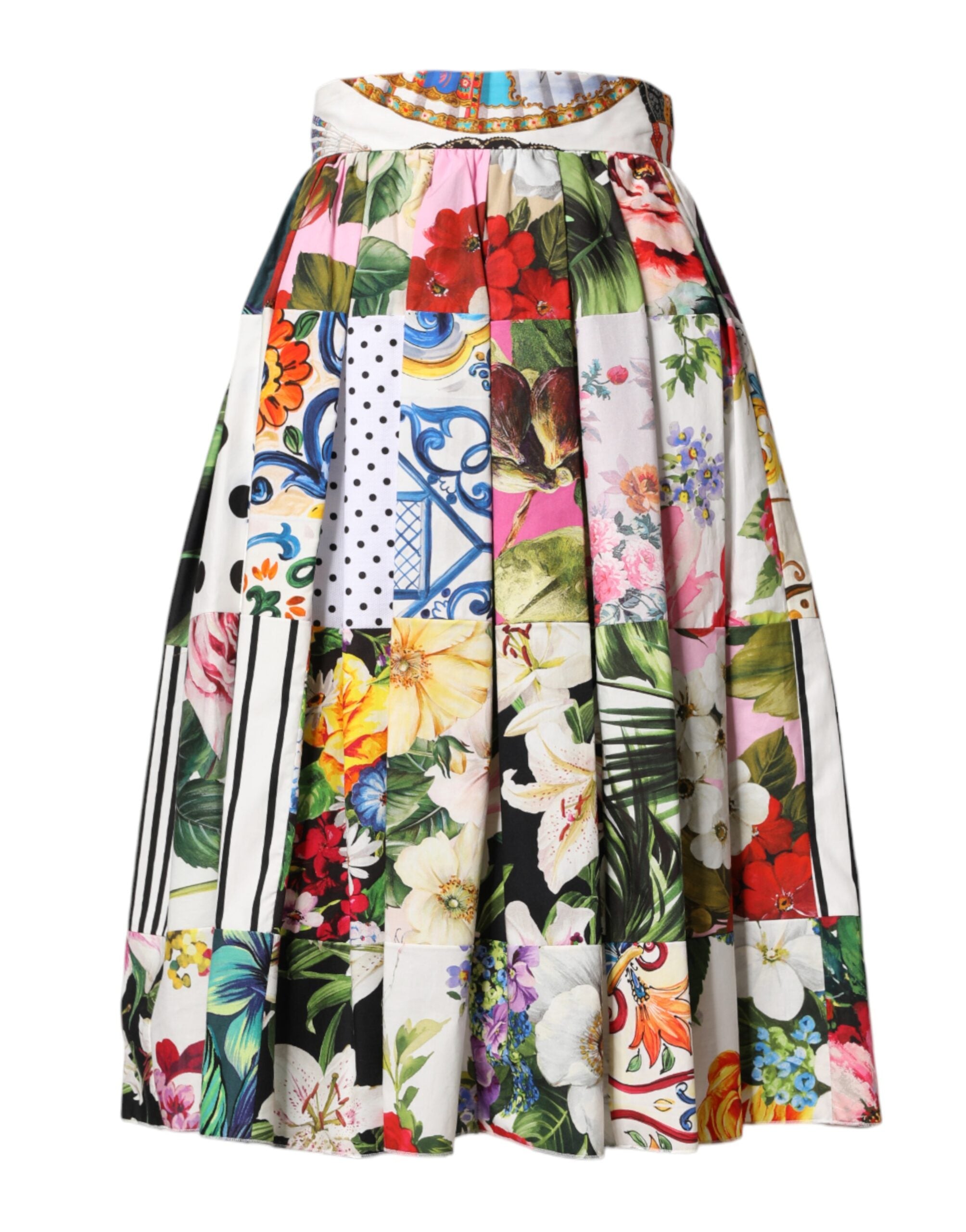 Multicolor Patchwork High Waist Midi Skirt - ventzia
