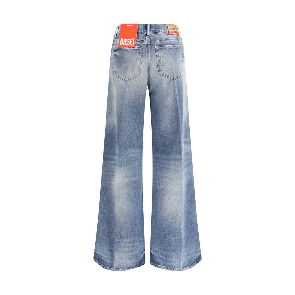 Blue Cotton Bootcut Jeans