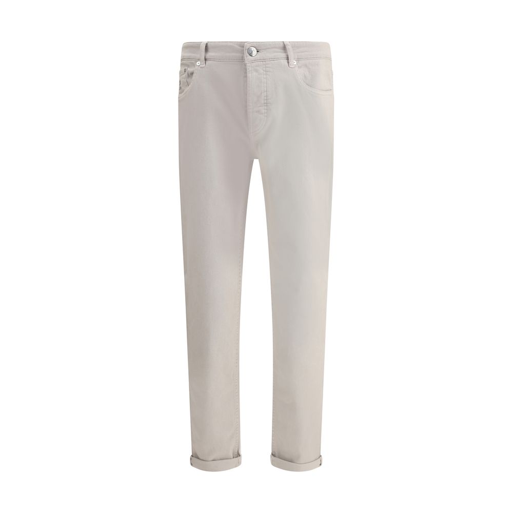 Beige Cotton Straight-Leg Jeans - ventzia