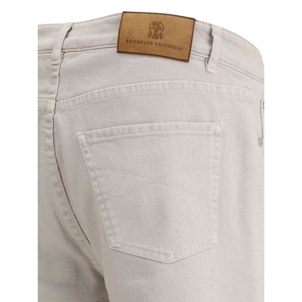 Beige Cotton Straight-Leg Jeans - ventzia