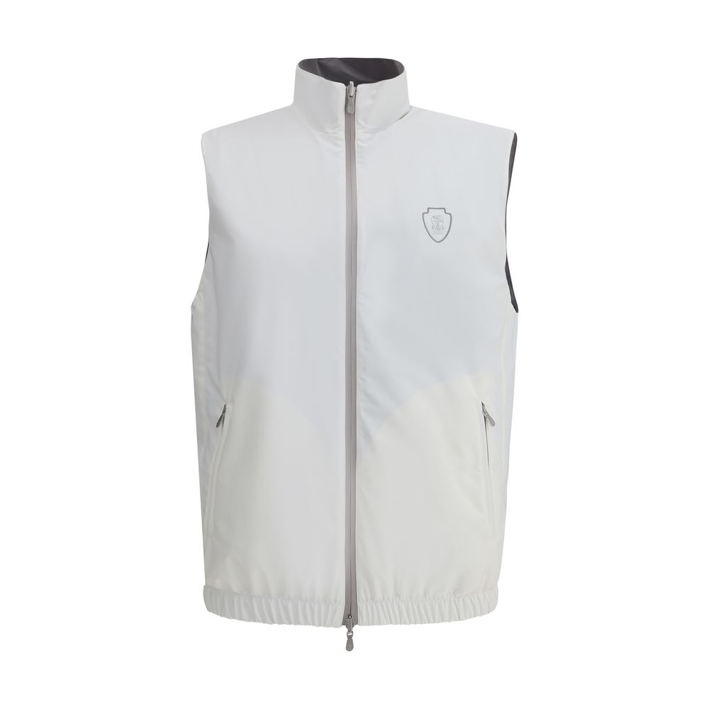 White Polyamide Sleveless Jacket - ventzia
