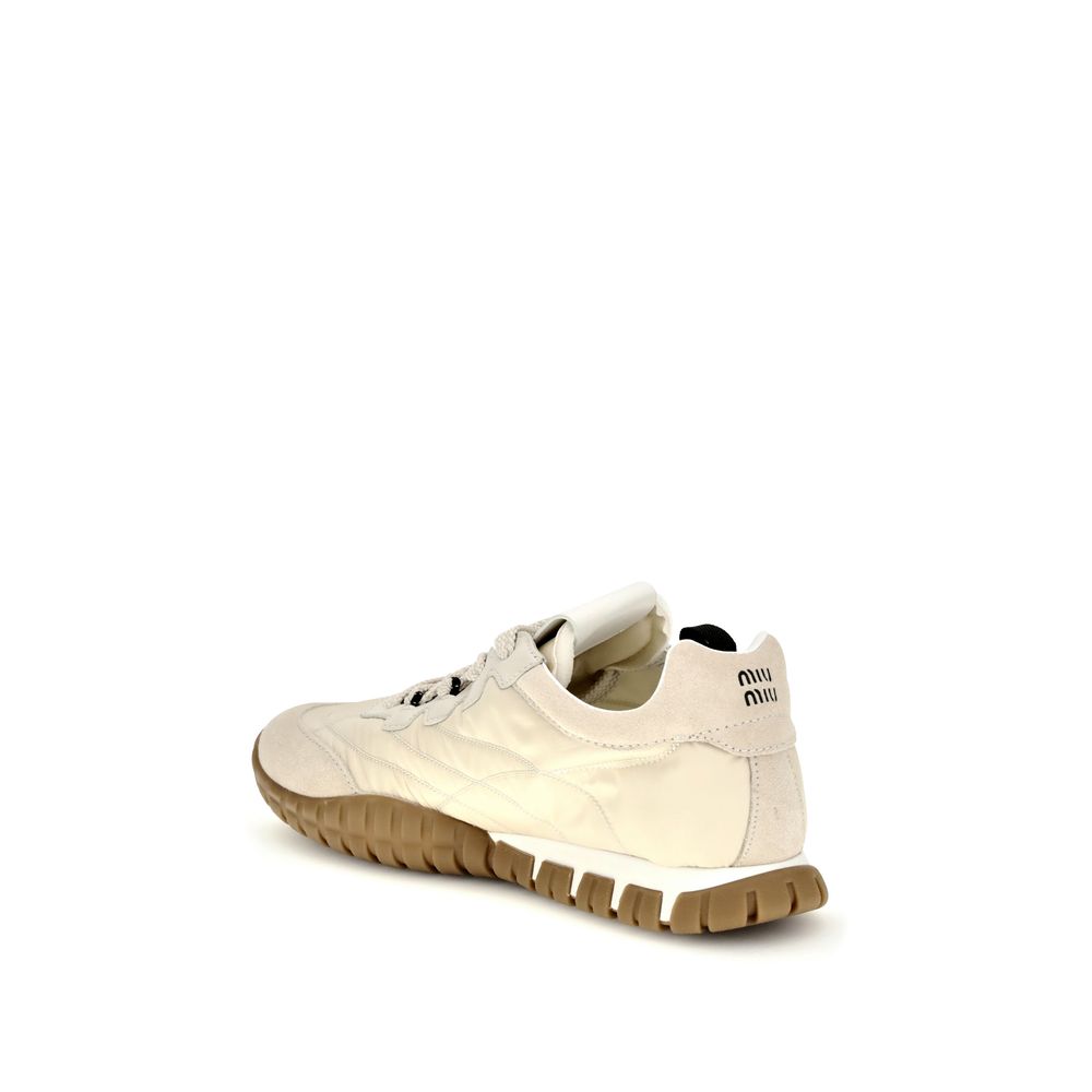 Cream Recycled Polyamide Athletic Sneakers