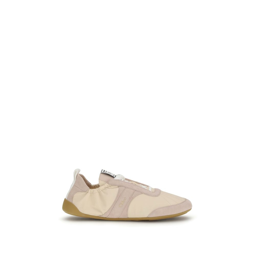 Beige Nylon Athletic Sneakers - ventzia