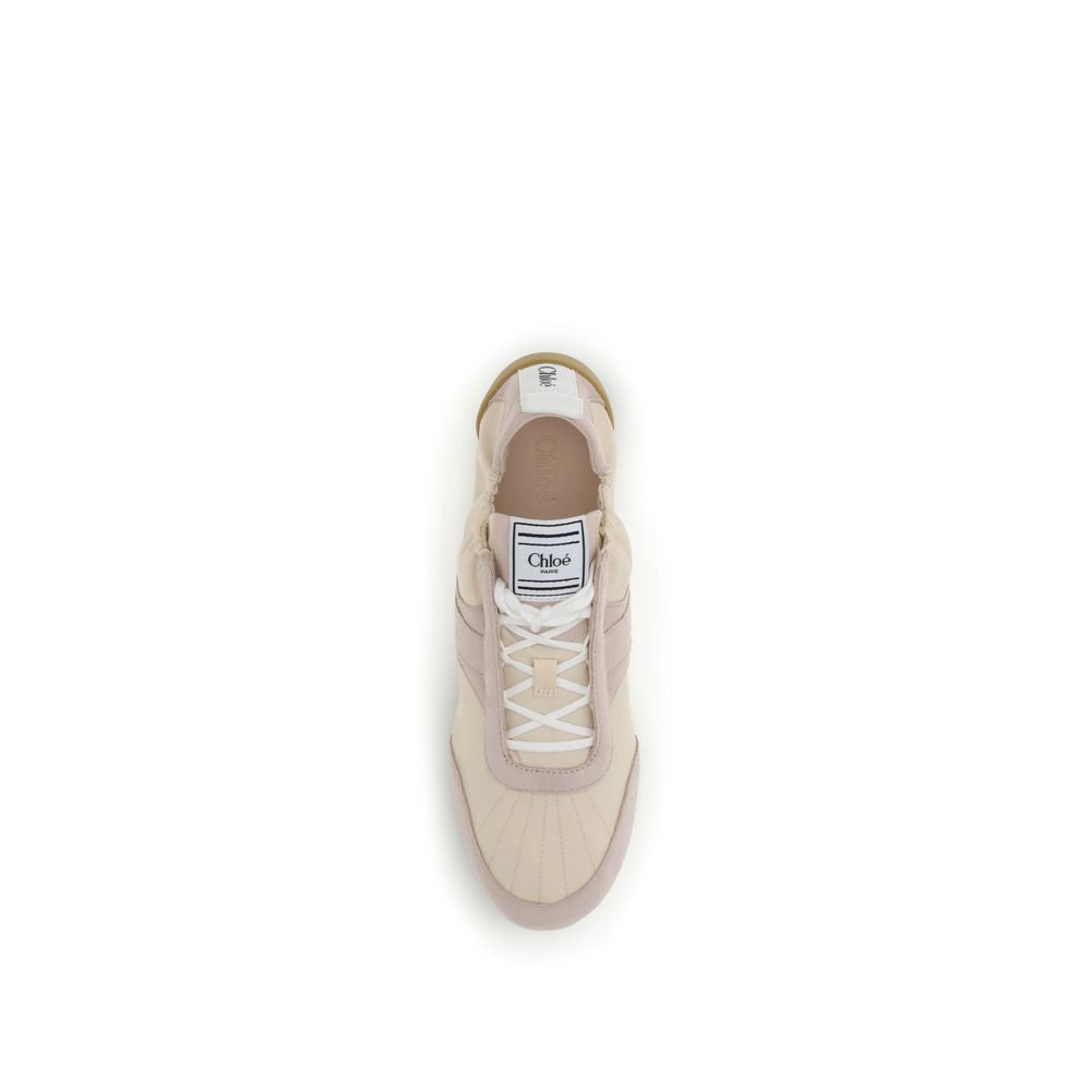 Beige Nylon Athletic Sneakers - ventzia