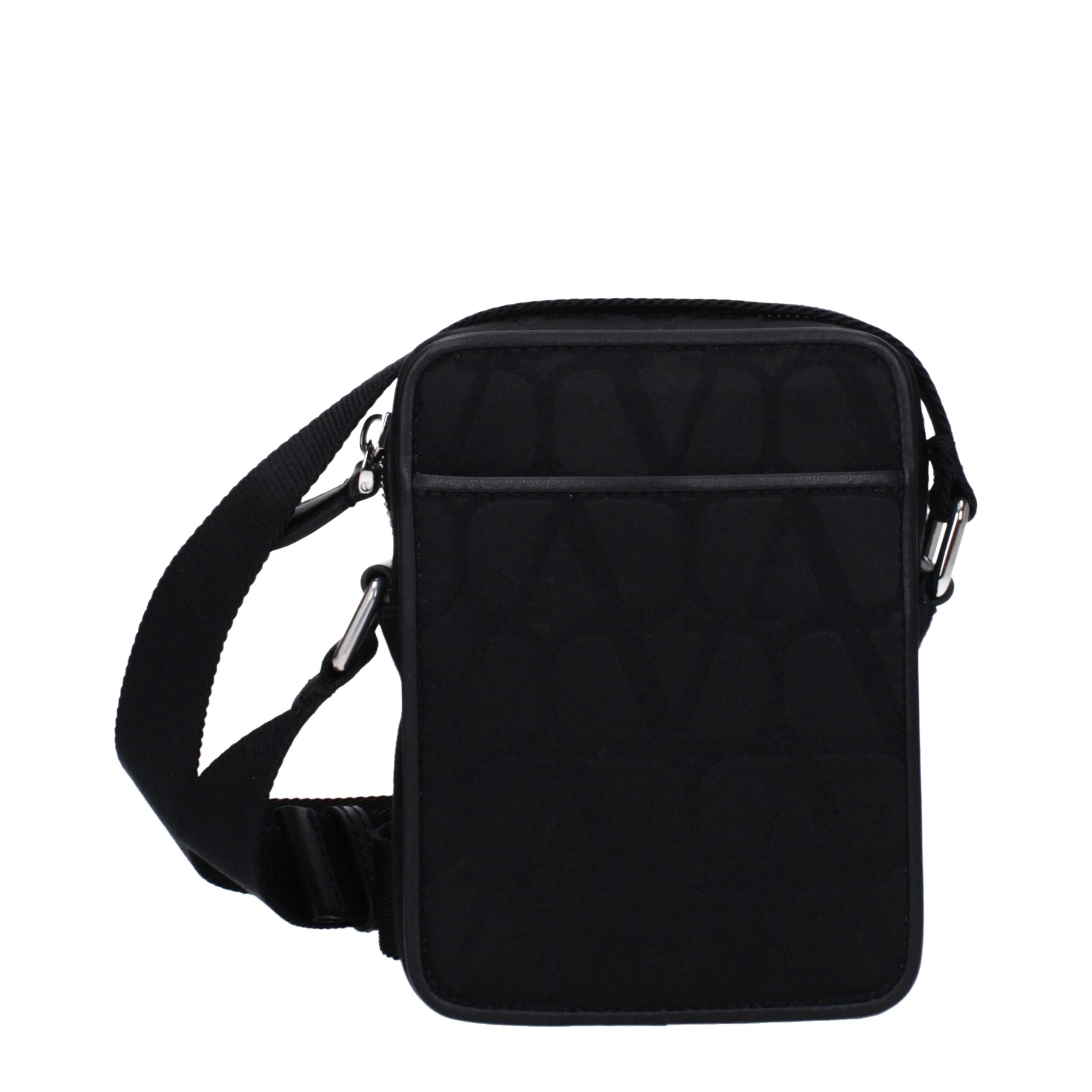 Black Fabric Crossbody Bag - ventzia