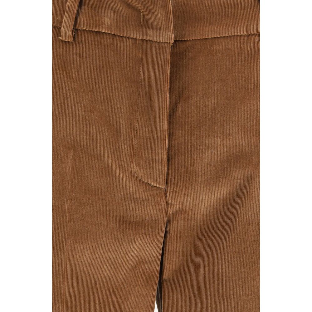 Brown Cotton Casual Pants