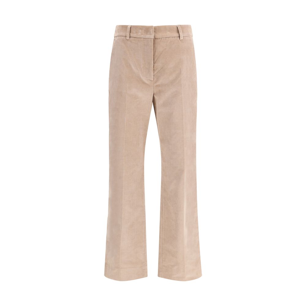 Beige Cotton Casual Pants