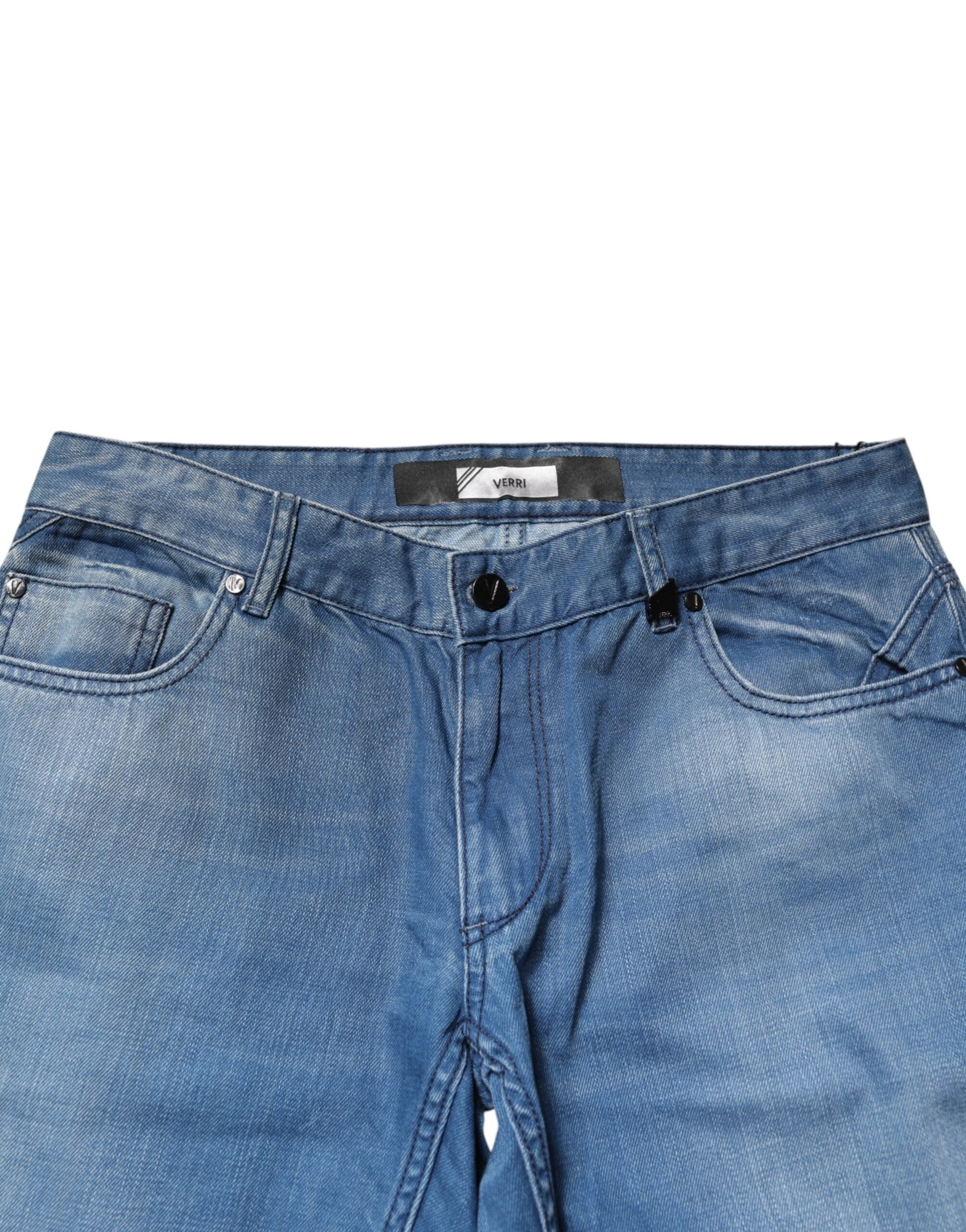 Blue Washed Cotton Skinny Fit Men Denim Trouser Jeans