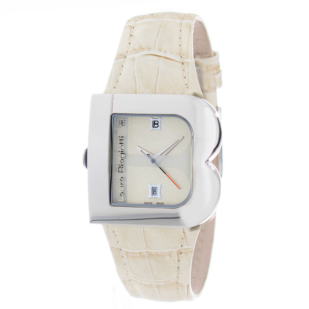 Beige Leather Dress Watch - ventzia