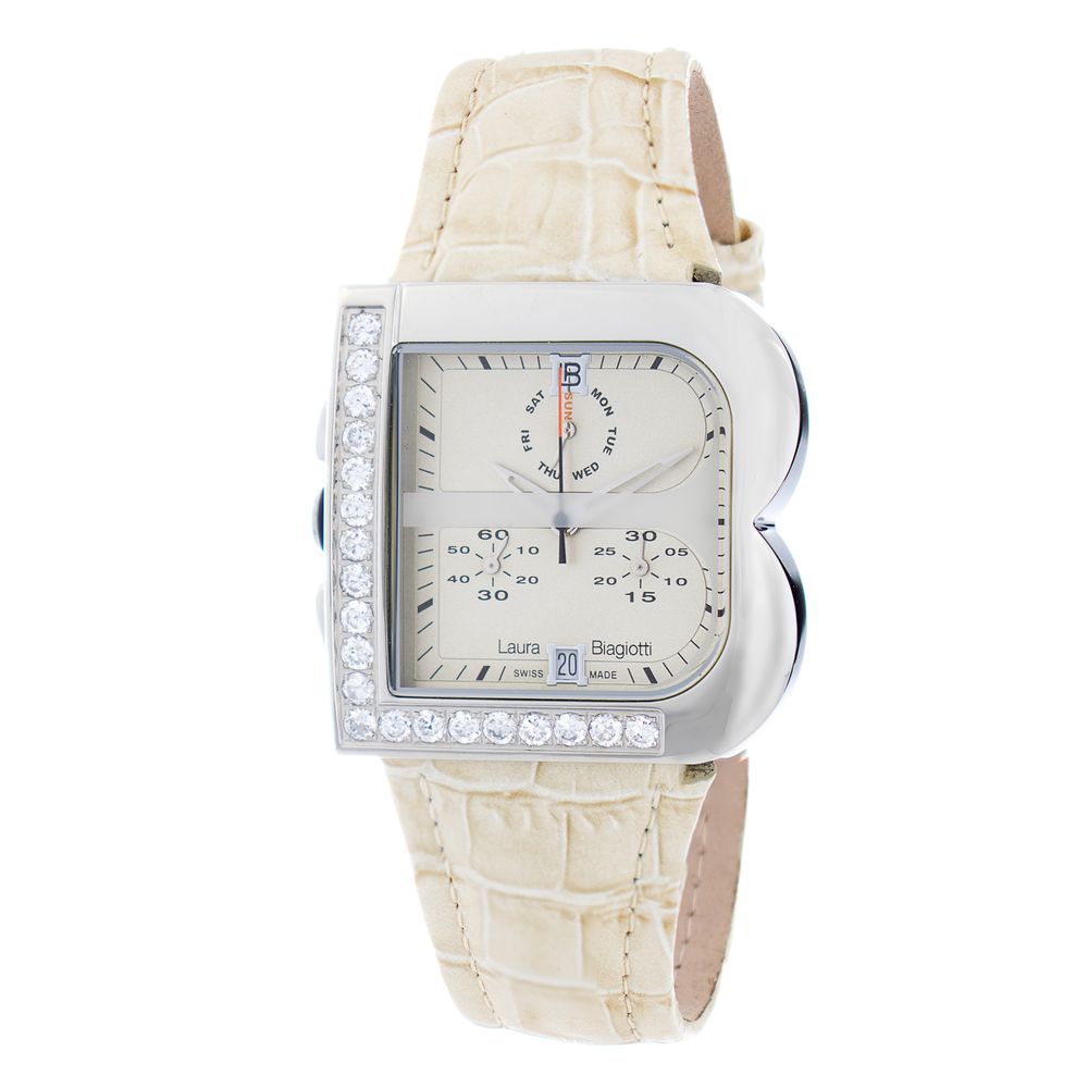 Beige Leather Dress Watch - ventzia