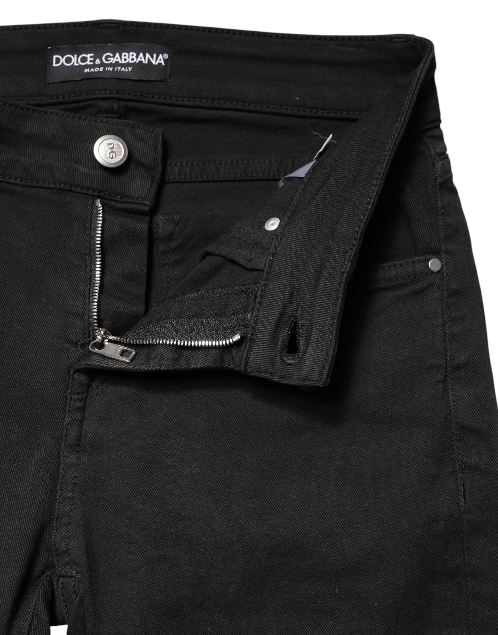 Black Cotton Stretch Skinny Denim Jeans
