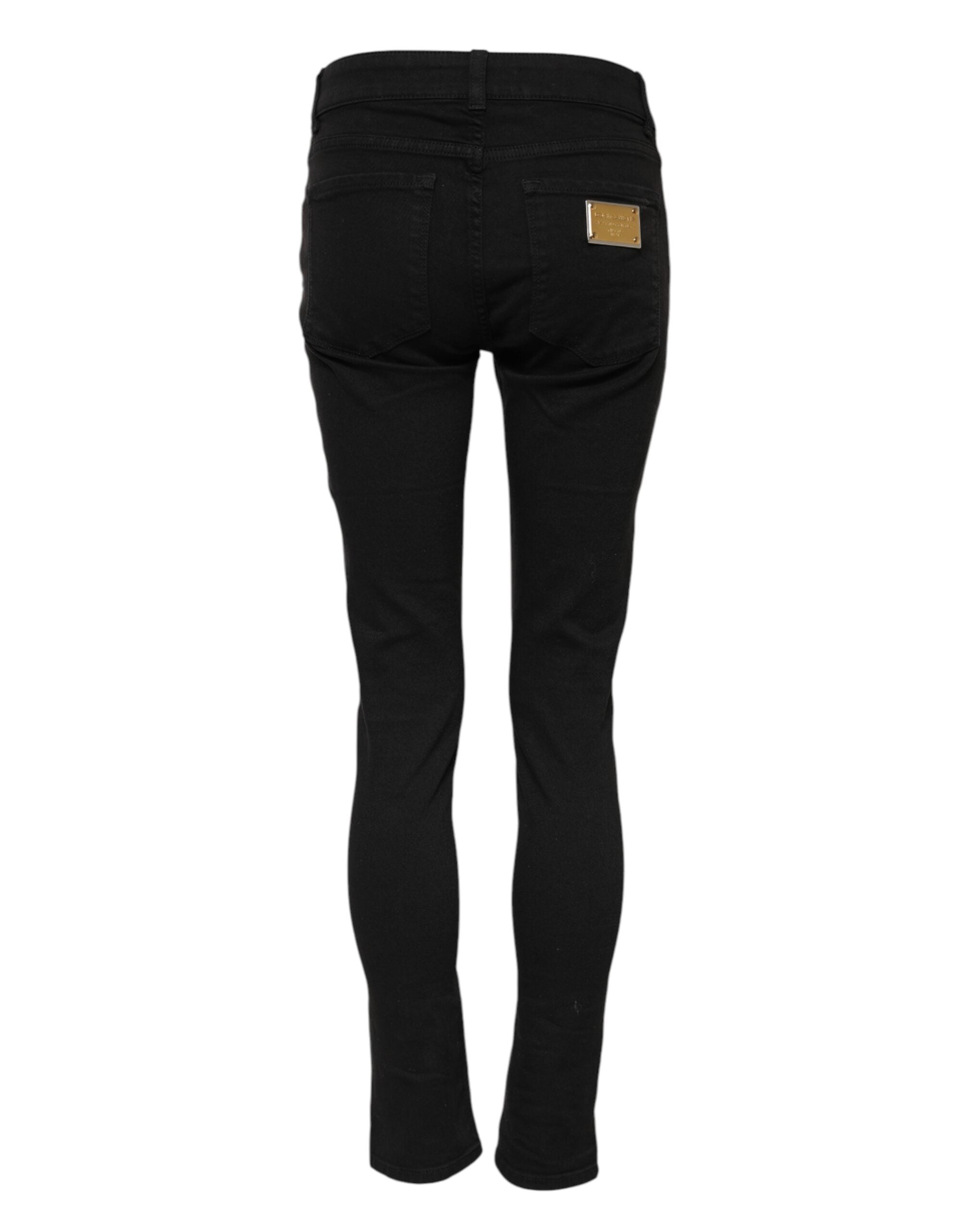 Black Cotton Casual Skinny Denim Jeans - ventzia