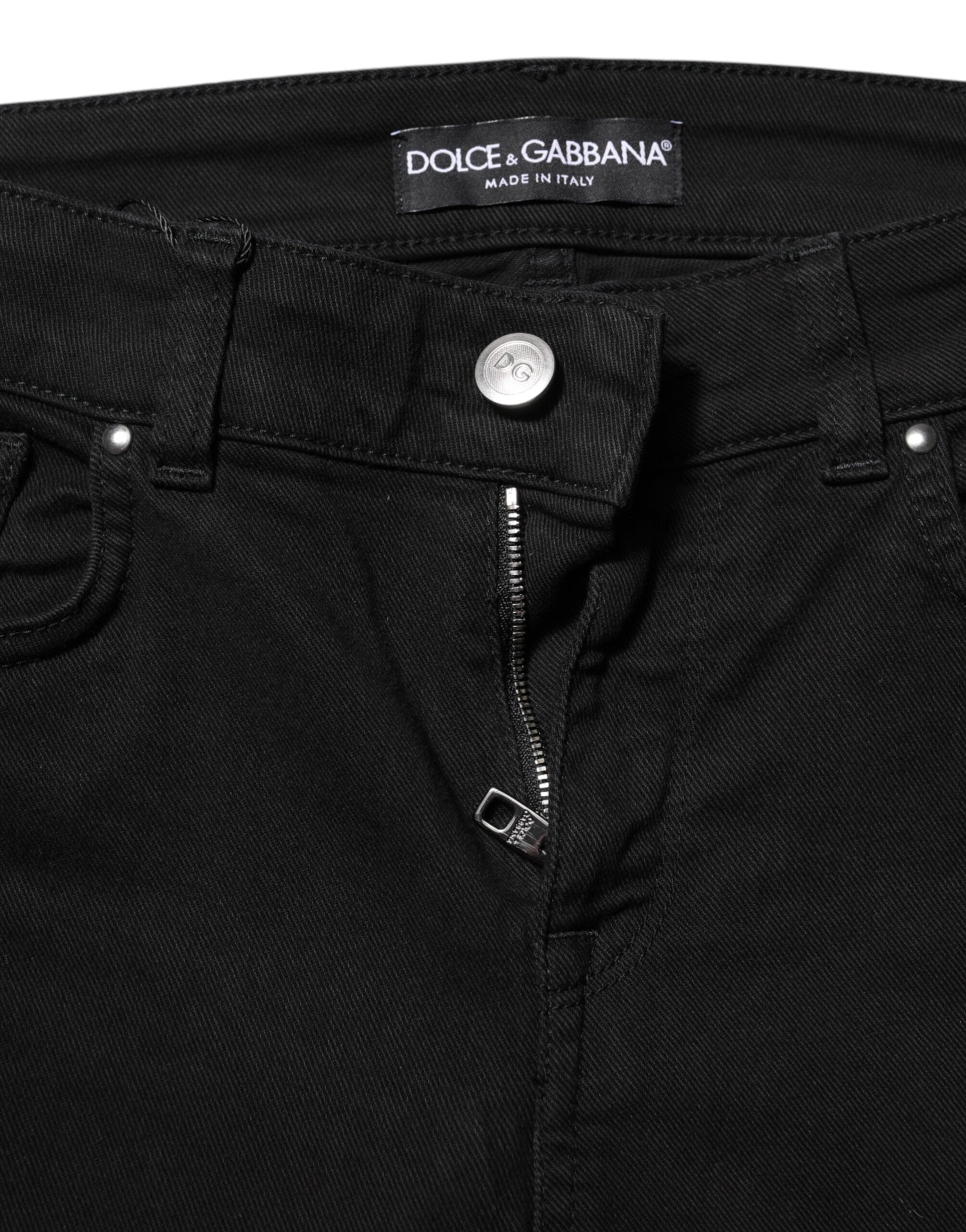 Black Cotton Casual Skinny Denim Jeans - ventzia
