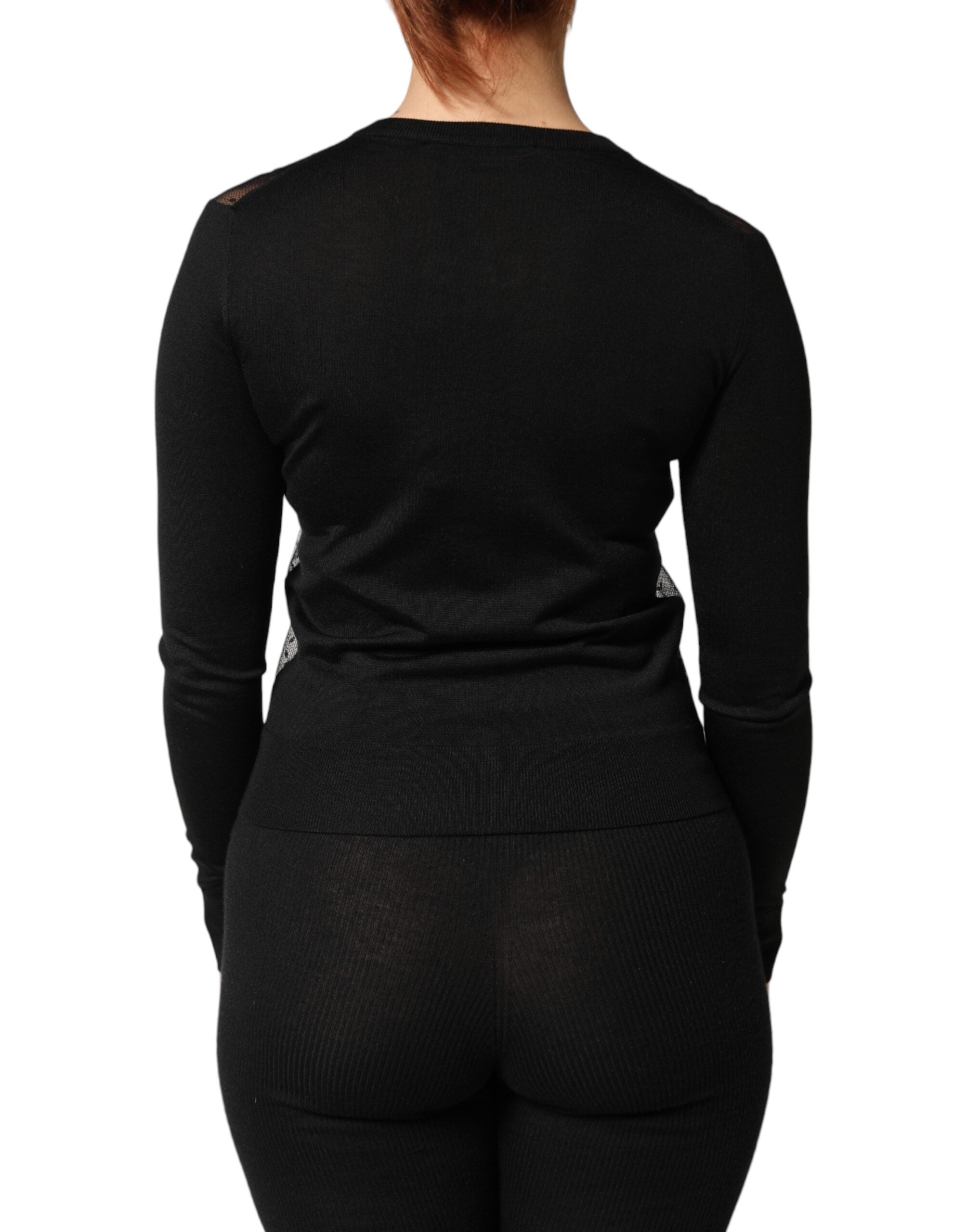 Black Sheer Button Down Cardigan Sweater