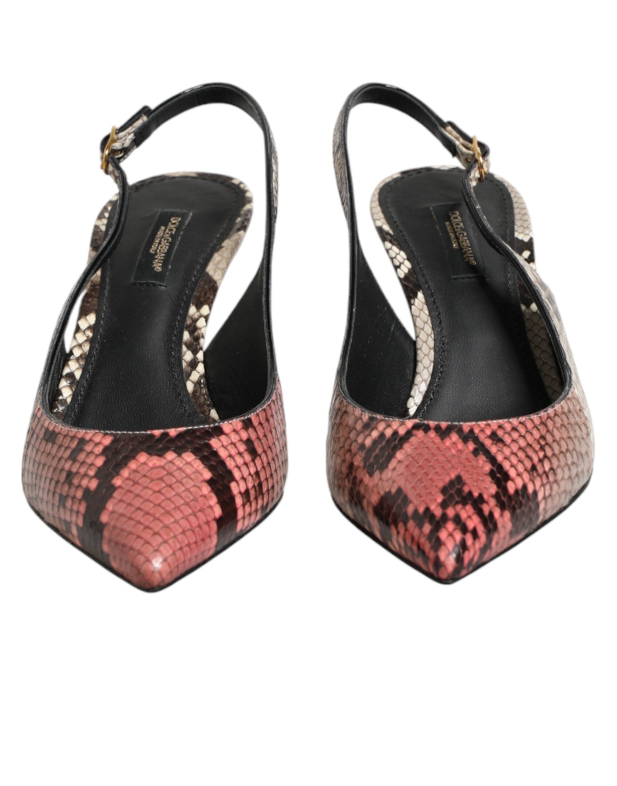 Multicolor Leather Heels Slingback Shoes - ventzia
