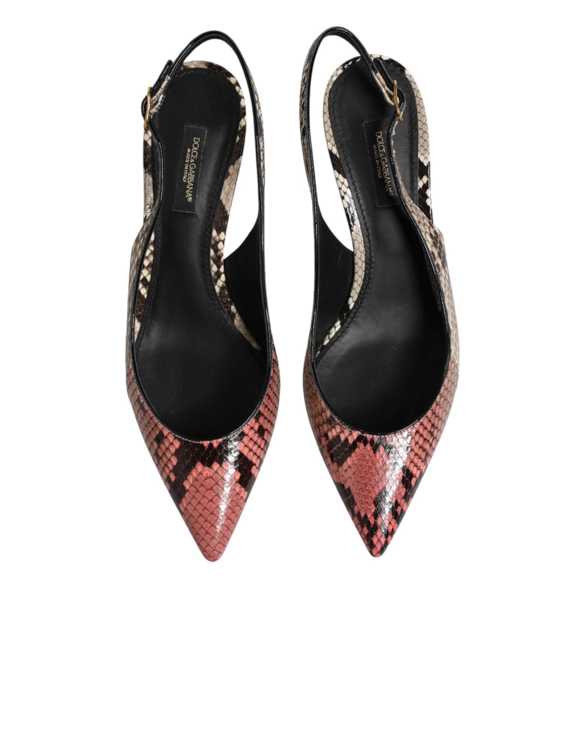 Multicolor Leather Heels Slingback Shoes - ventzia