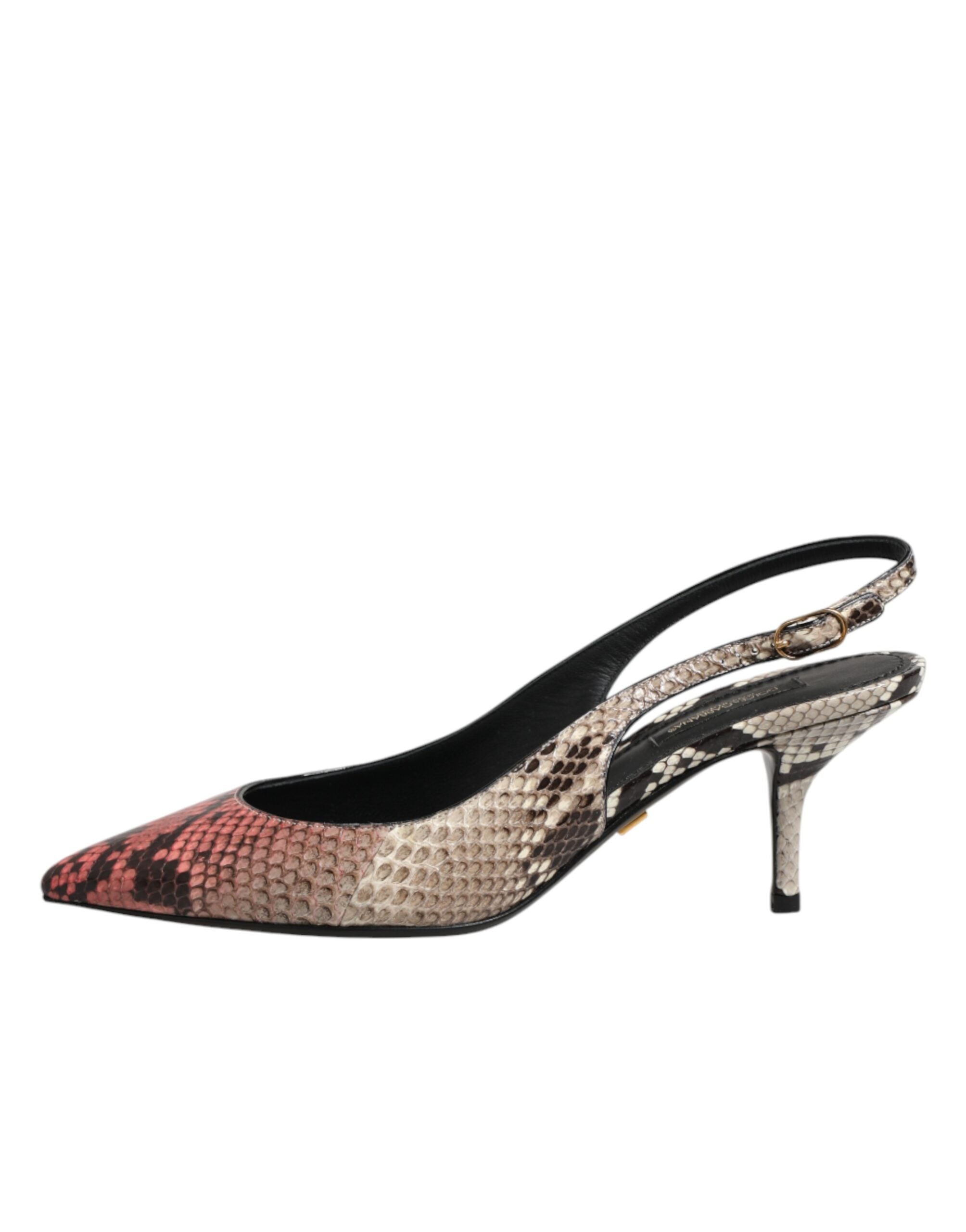 Multicolor Leather Heels Slingback Shoes - ventzia