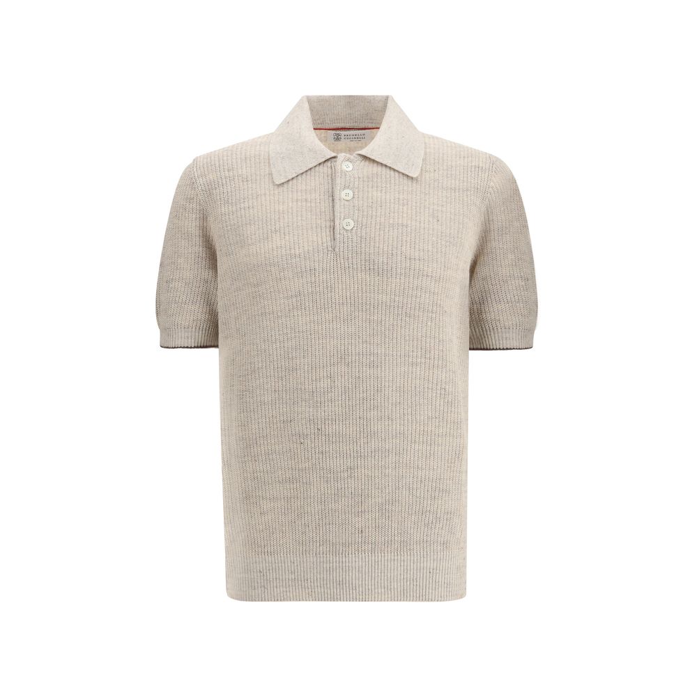 Beige Cotton Polo Shirt - ventzia