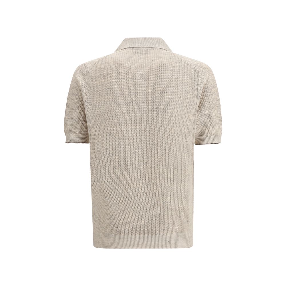 Beige Cotton Polo Shirt - ventzia