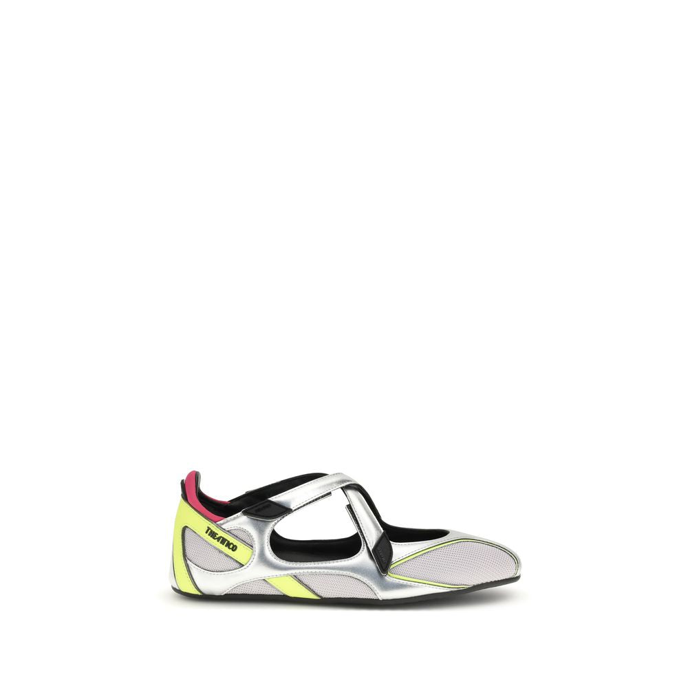 Silver Polyurethane Ballet Flats - ventzia