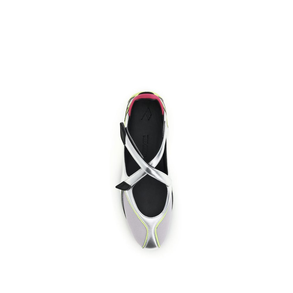Silver Polyurethane Ballet Flats - ventzia