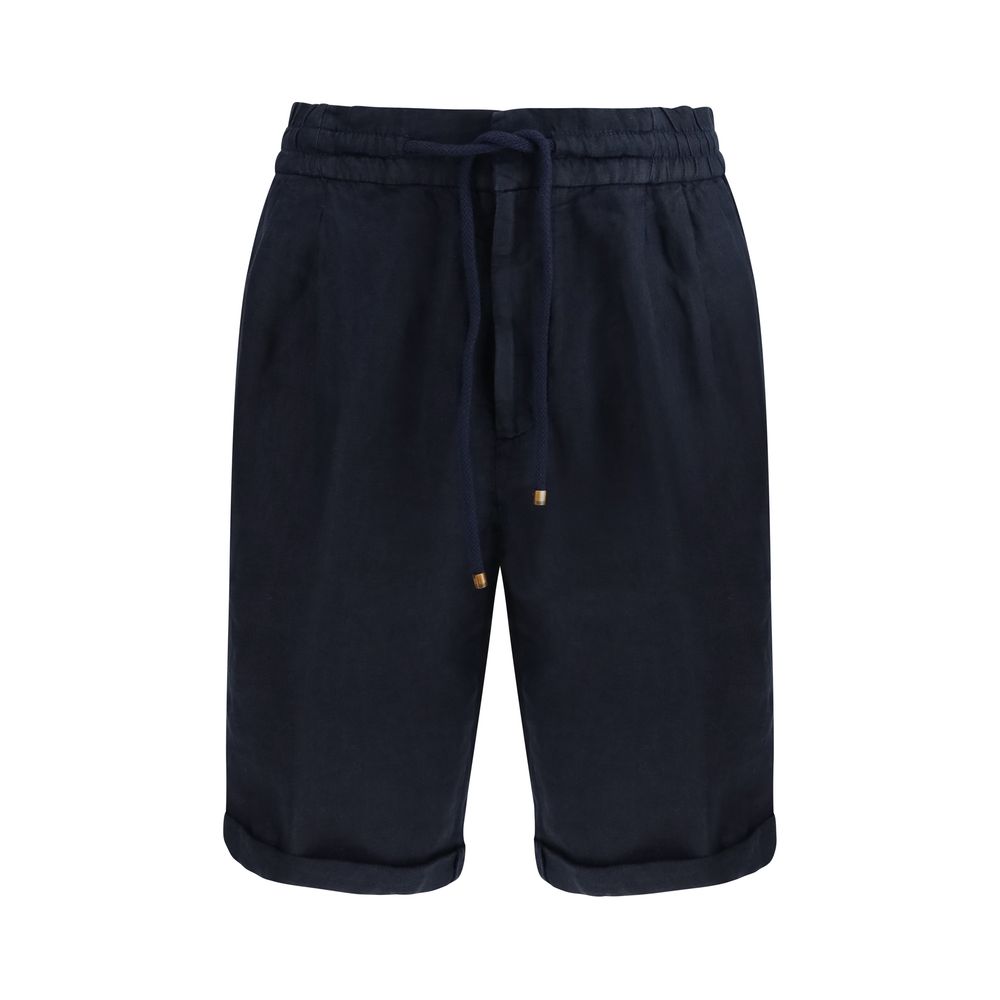 Blue Linen Bermuda Shorts - ventzia