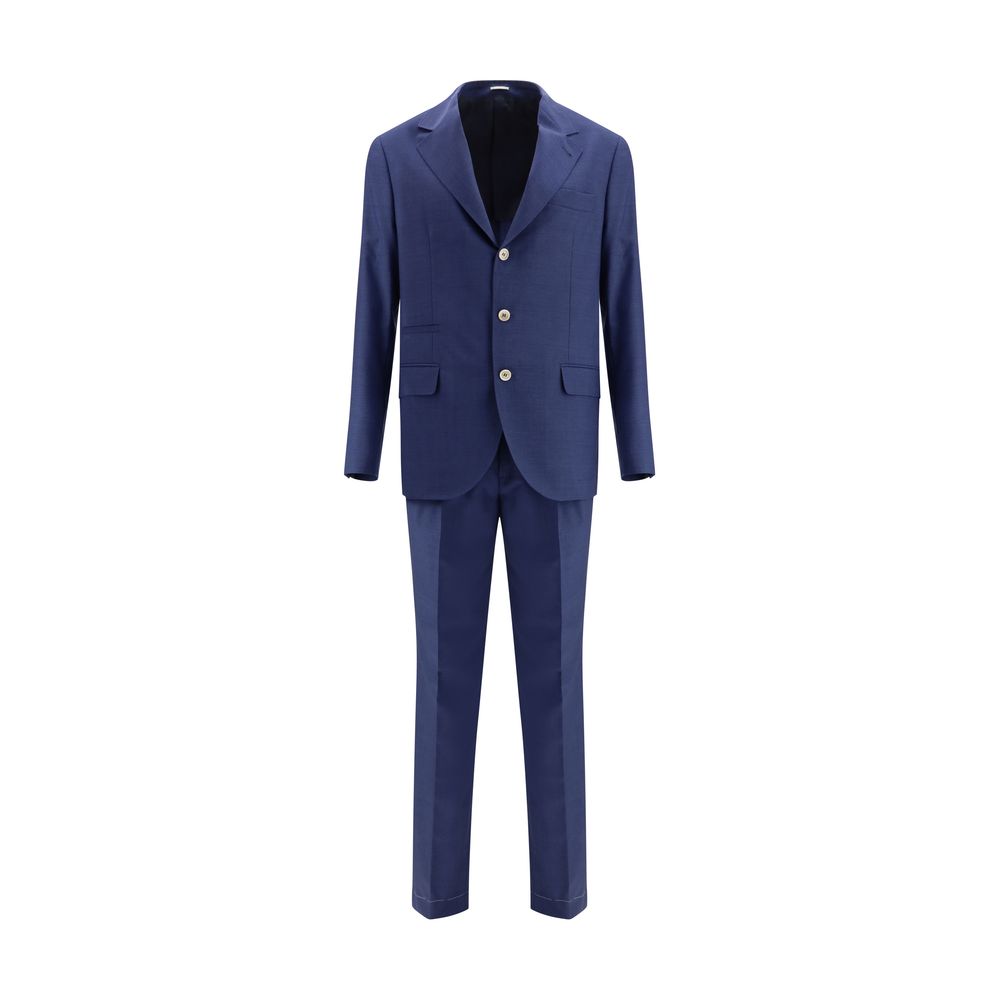 Blue Fleece Wool Two-Piece Suit - ventzia