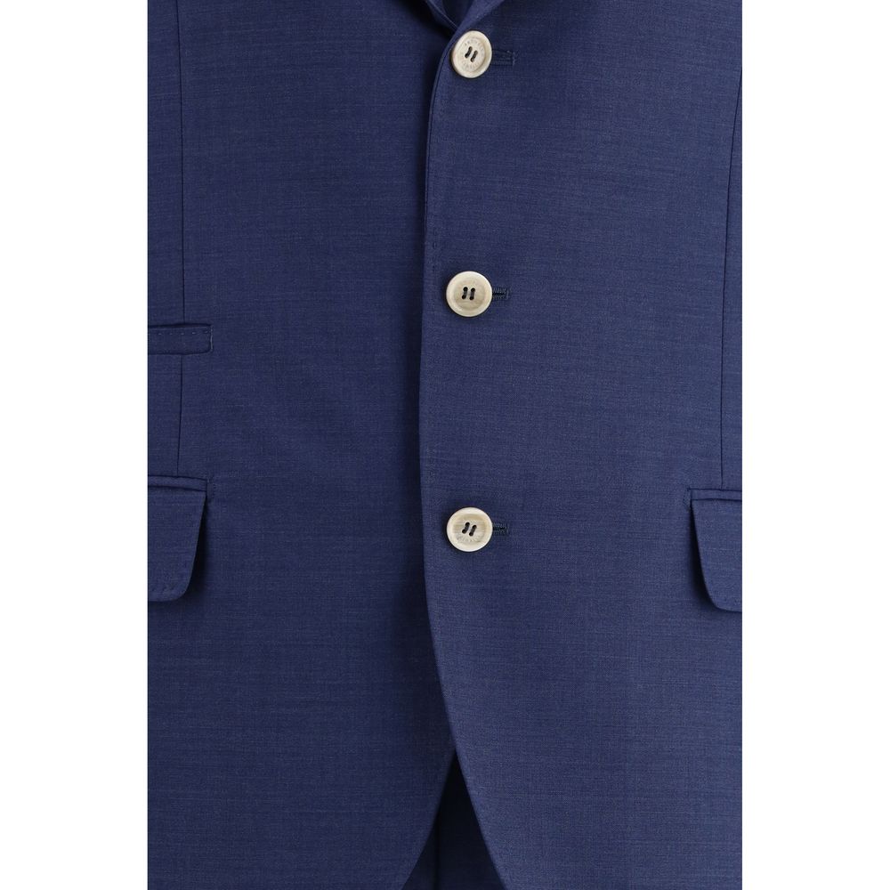 Blue Fleece Wool Two-Piece Suit - ventzia