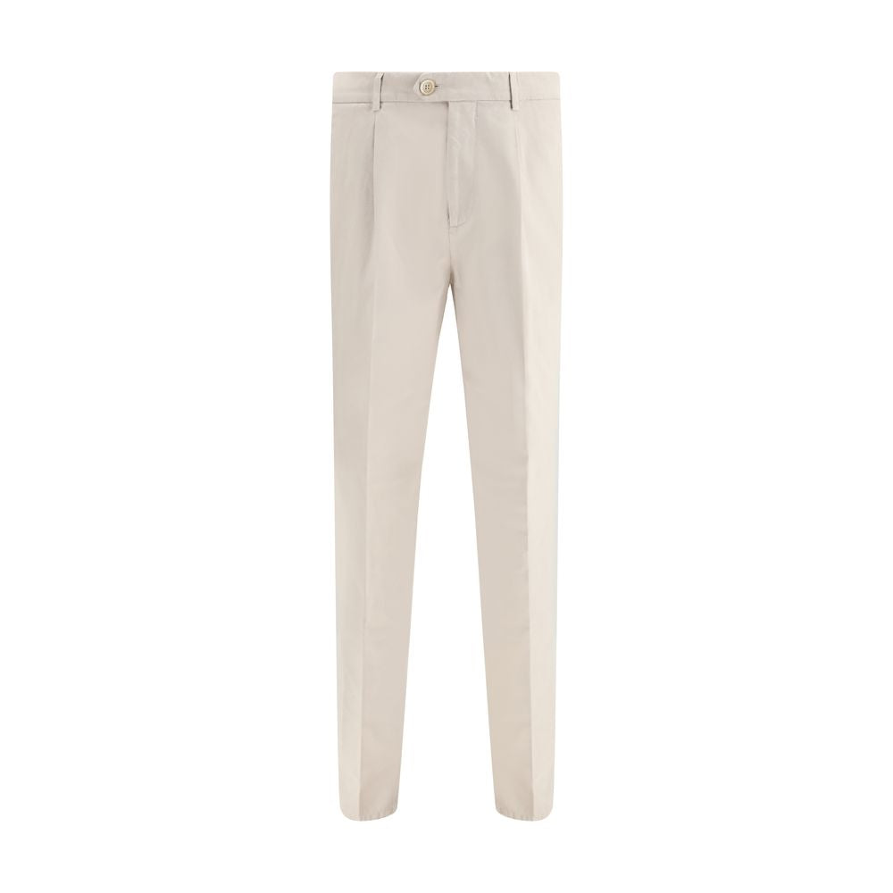 Beige Cotton Casual Pants - ventzia