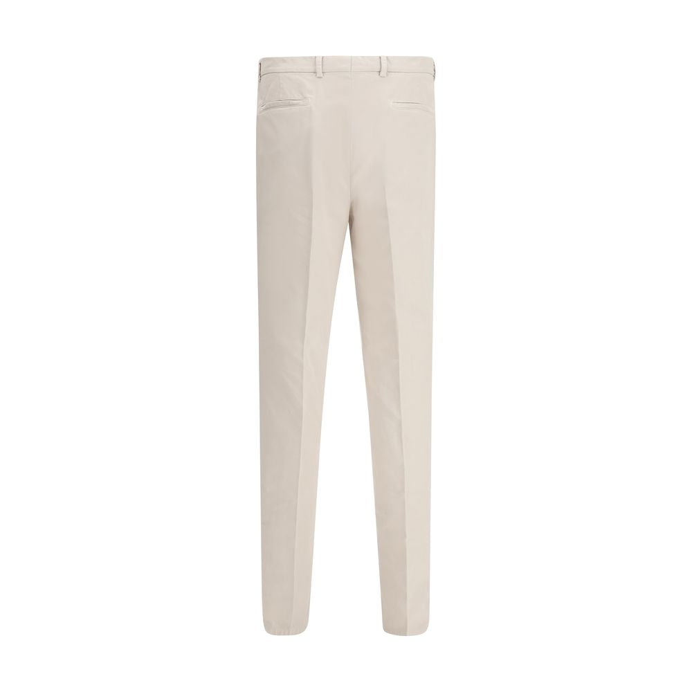 Beige Cotton Casual Pants - ventzia