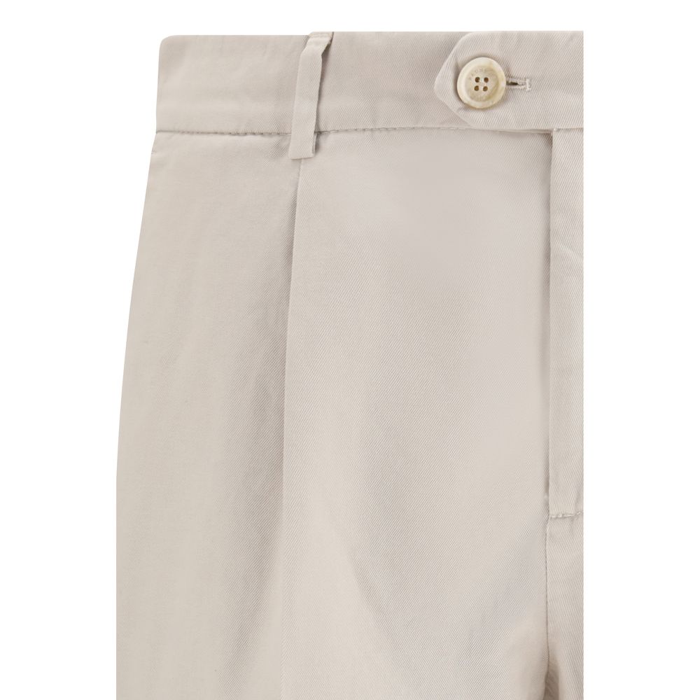 Beige Cotton Casual Pants - ventzia