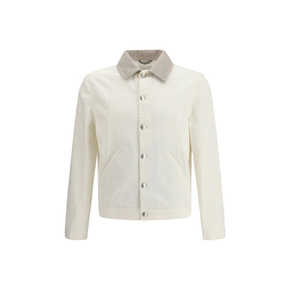 White Cotton Denim Jacket - ventzia