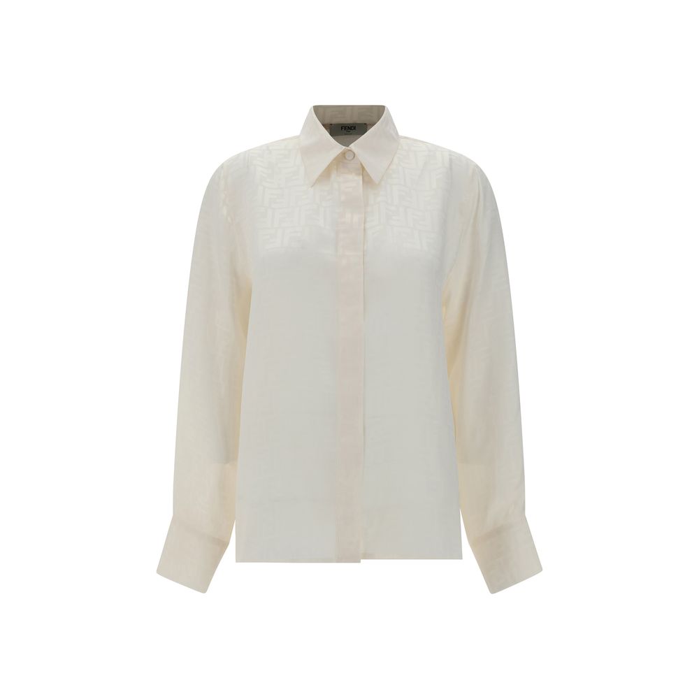 White Silk Pattern Shirt - ventzia