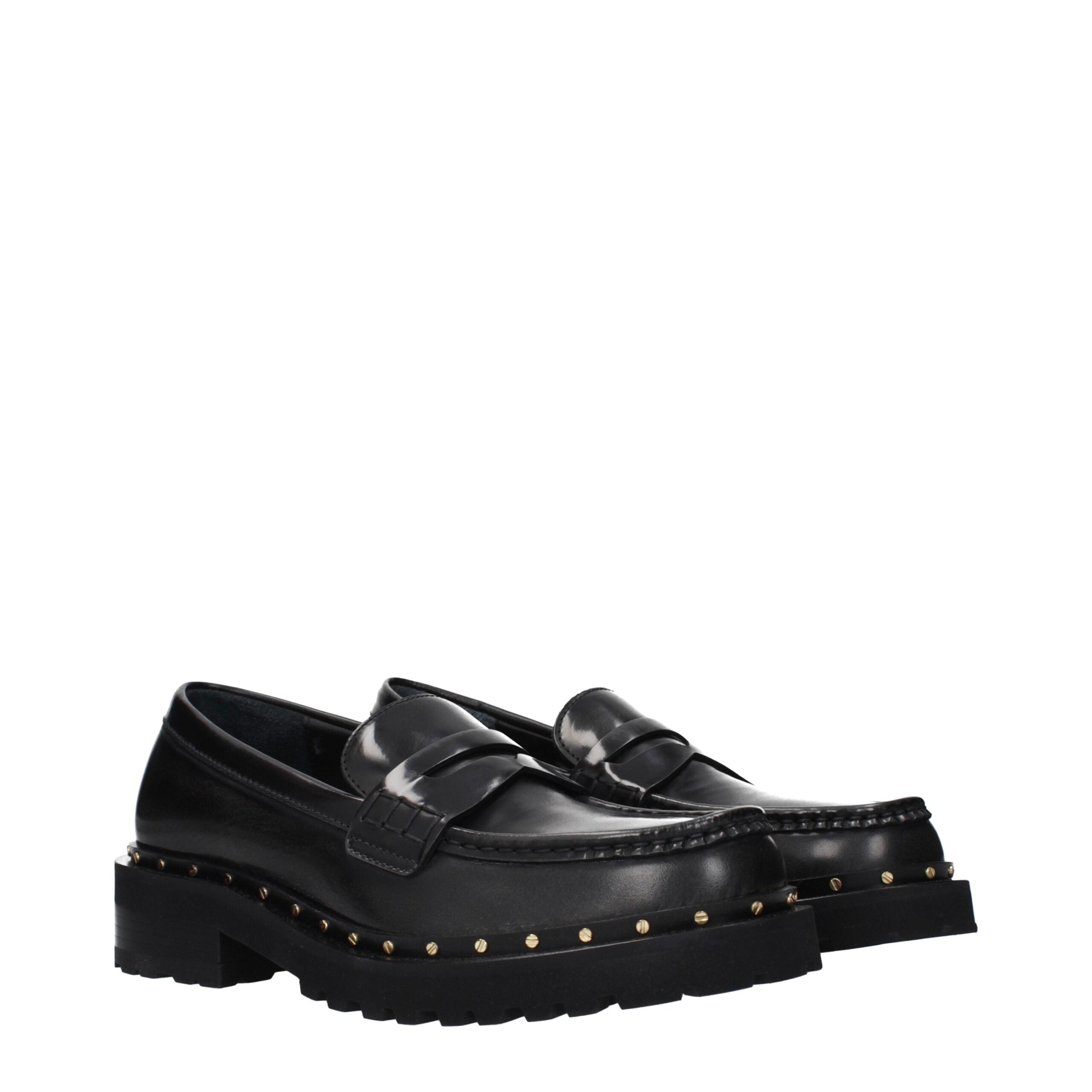 Black Leather Slip-On Loafers