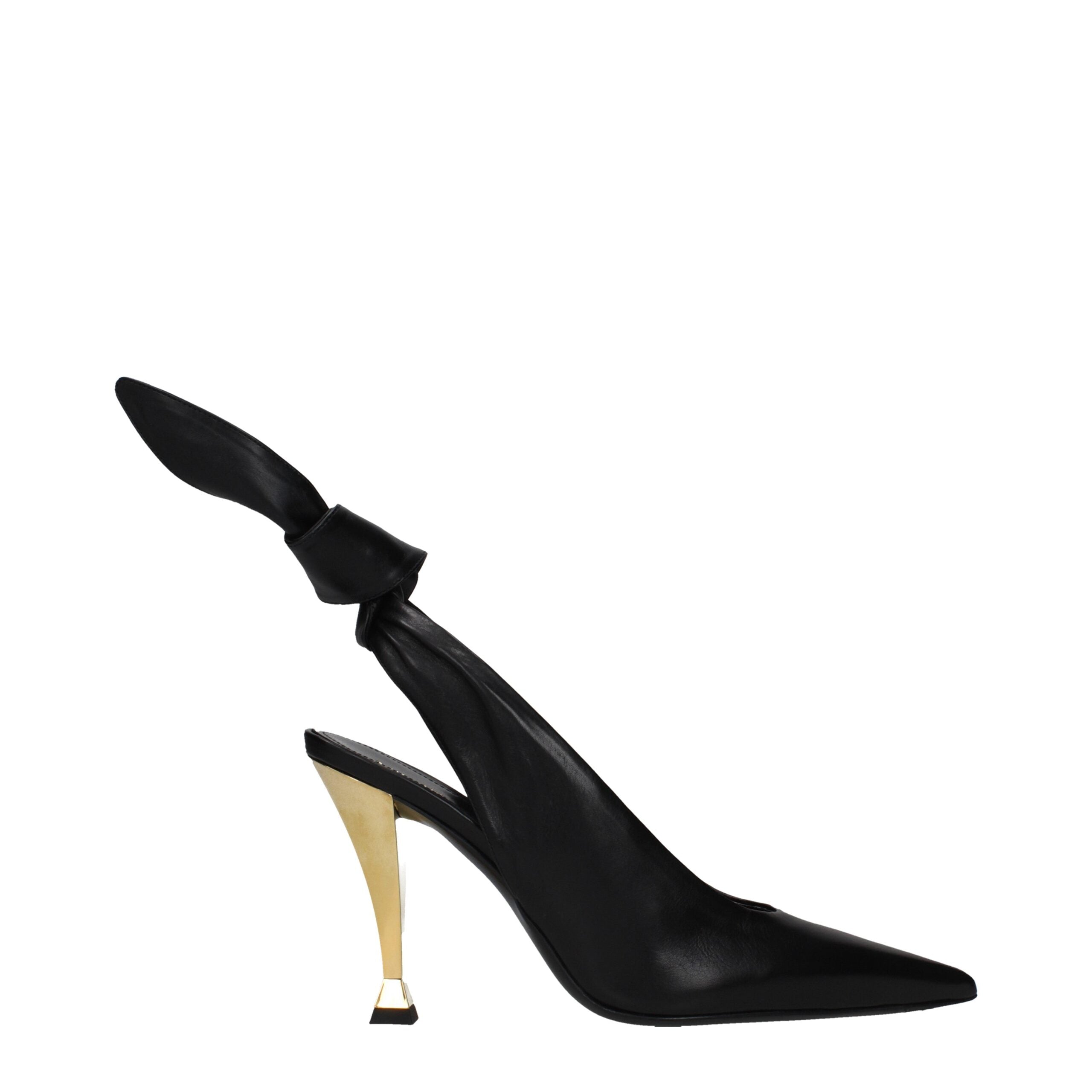Black Leather High Heel Pumps - ventzia