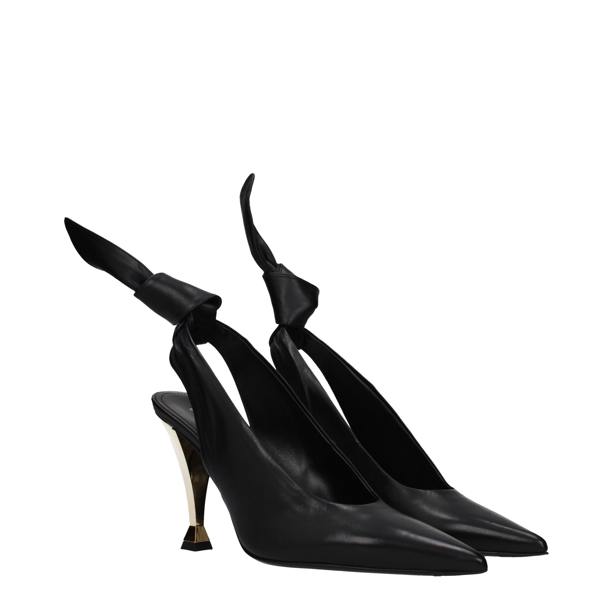 Black Leather High Heel Pumps - ventzia
