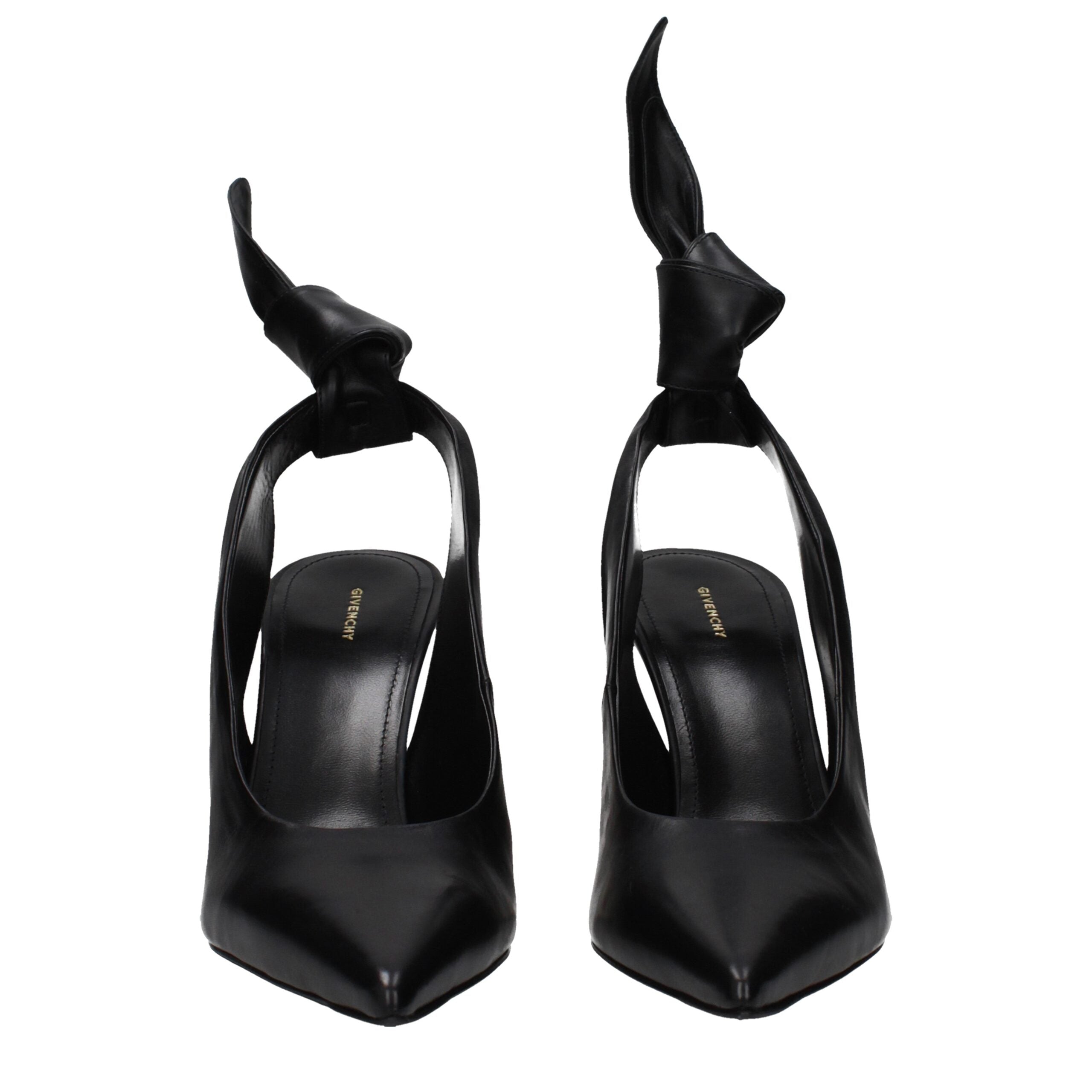 Black Leather High Heel Pumps - ventzia