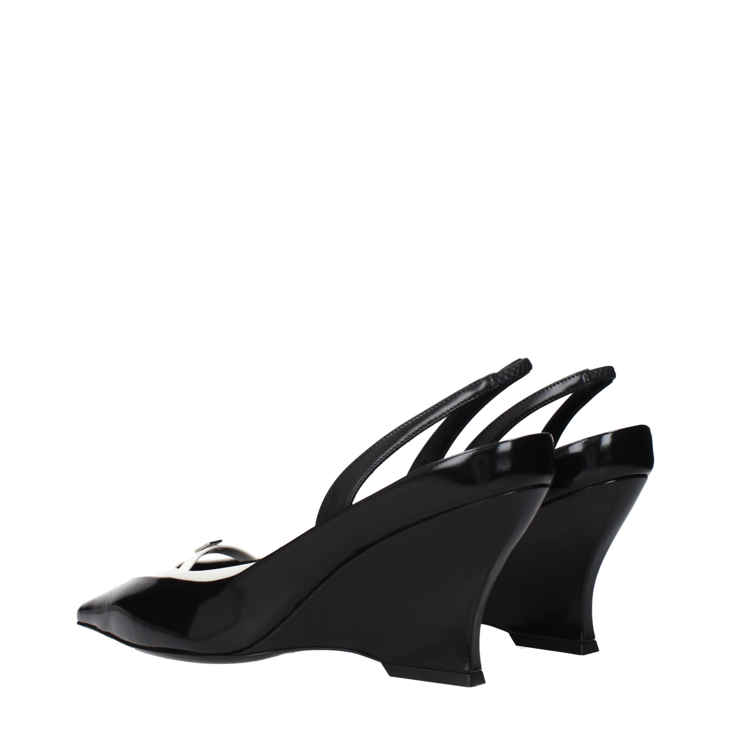 Black Leather Wedge Sandals - ventzia