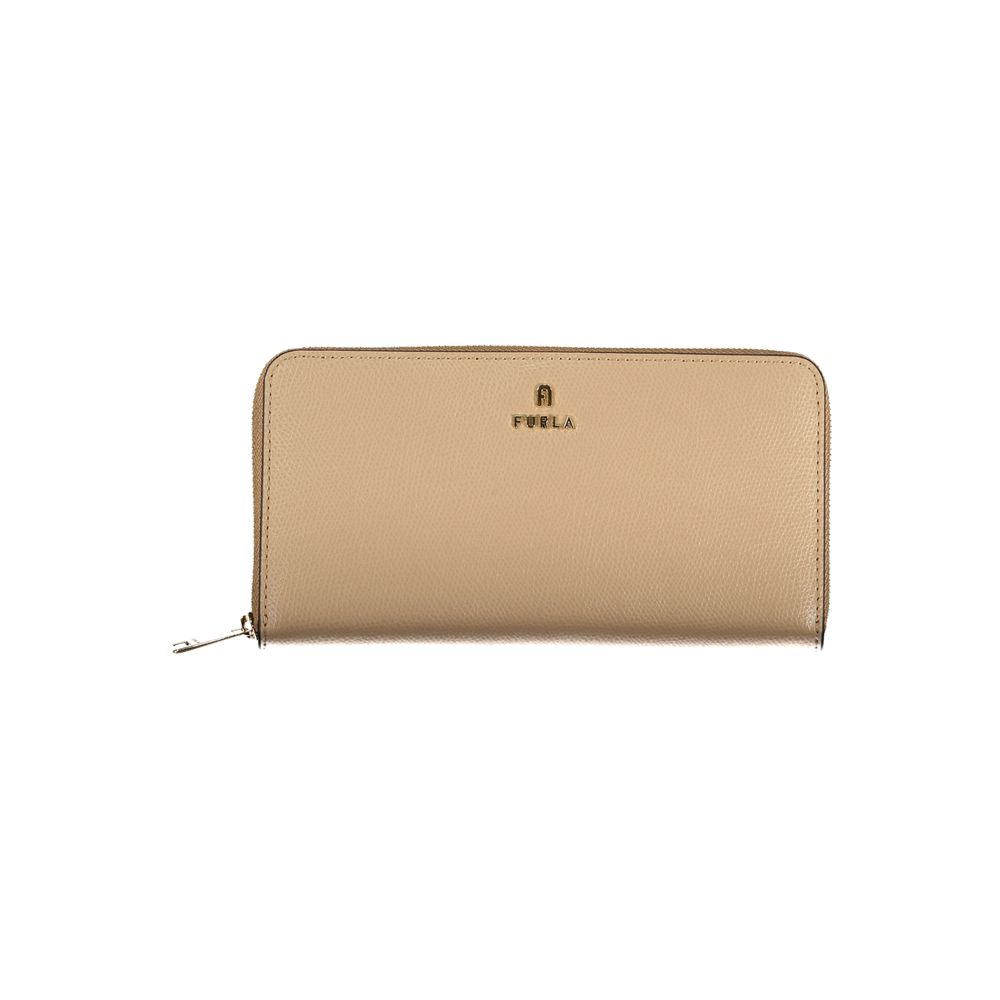 Beige Leather Woman Wallet - ventzia