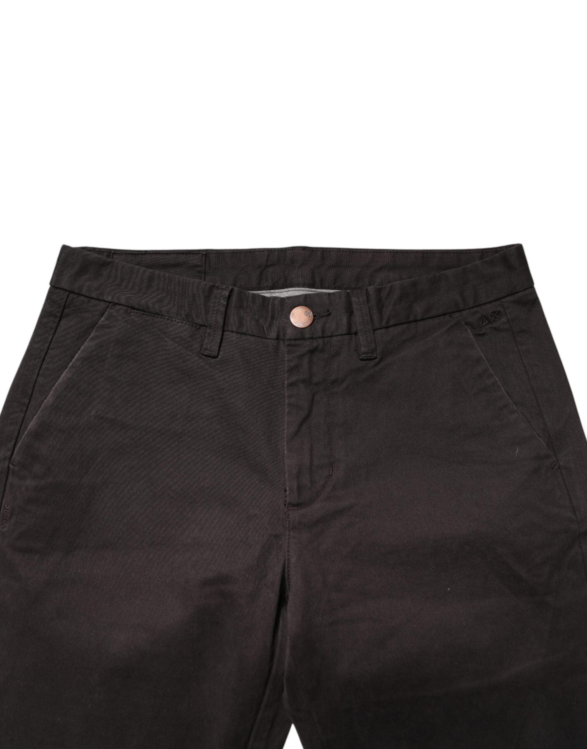 Dark Brown Cotton Stretch Skinny Mid Waist Men Trouser Pants