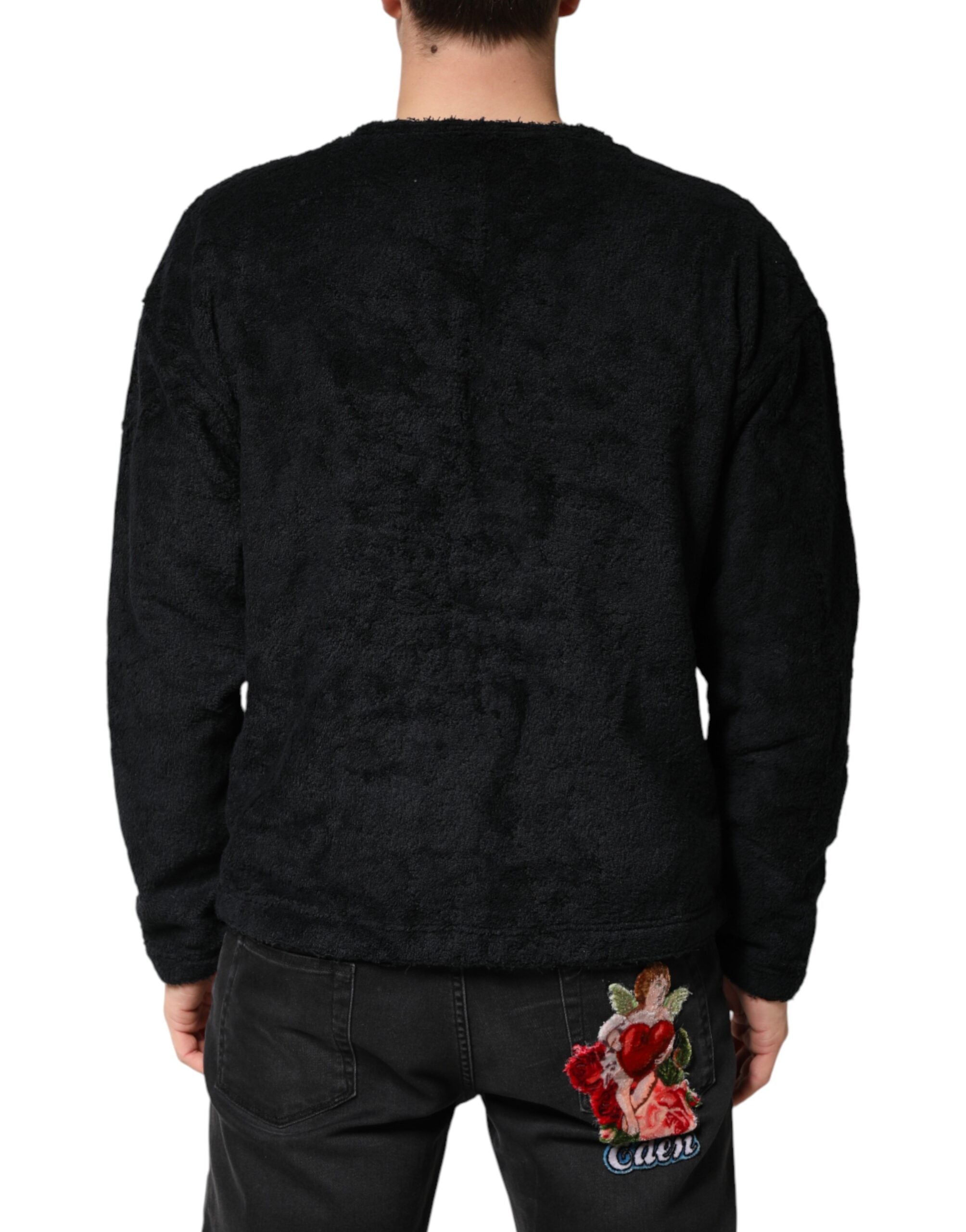 Black Cotton V-Neck Men Sweatshirt Sweater - ventzia